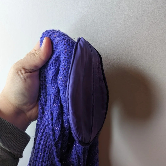 Vintage Maurada XL Purple & Sparkle Knit V  Neck Shoulder Pad Sweater Top - Picture 6 of 9